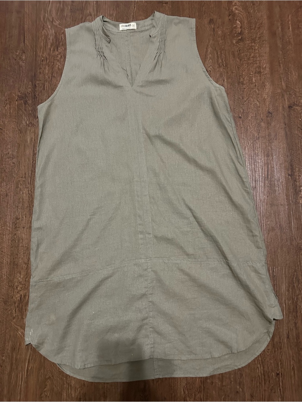 4OUR DREAMERS Olive Green Pintuck V-Neck dress